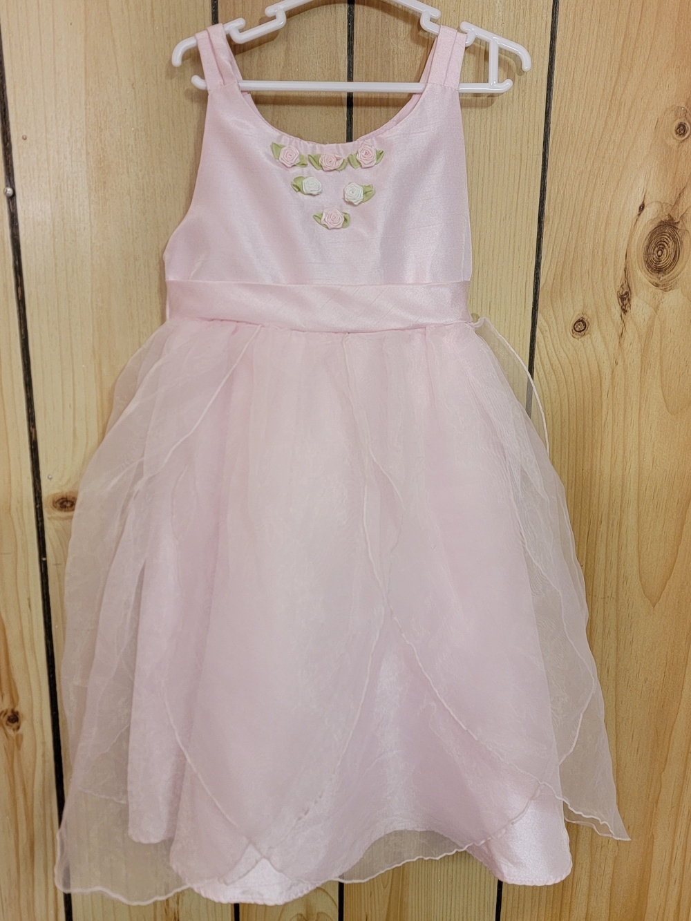 Youngland Girls Size 5 Pink Organza Flower Girl Party Dress